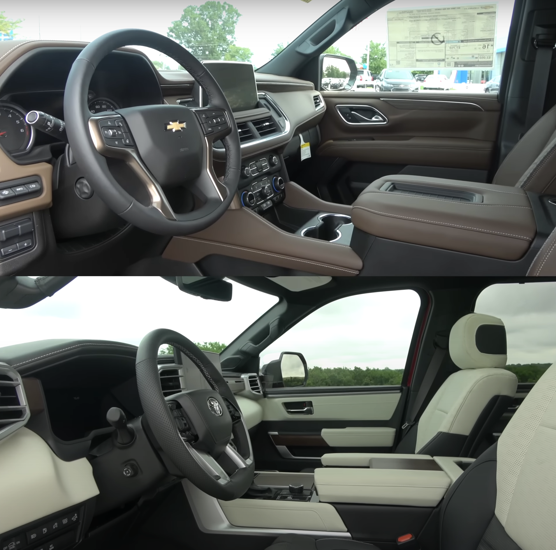 Chevy Tahoe and Toyota Sequoia interiors side by side